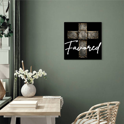 Favored Cross High Gloss Metal Print – Christian Gift for Men