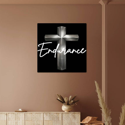 Endurance Cross High Gloss Metal Print – Christian Gift for Men