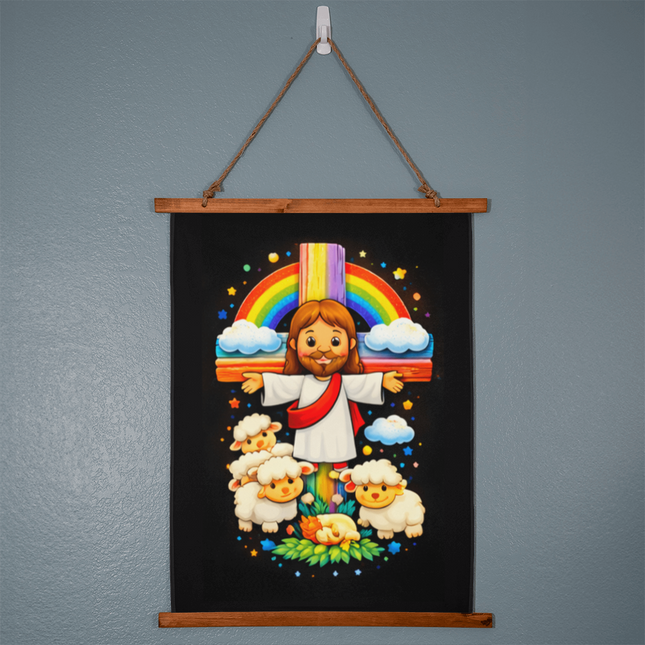 Jesus With the Sheep Wall Tapestry – Christian Gift for Kids