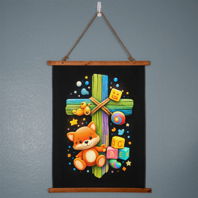 Kitten & ABC Blocks Wall Tapestry – Christian Gift for Kids