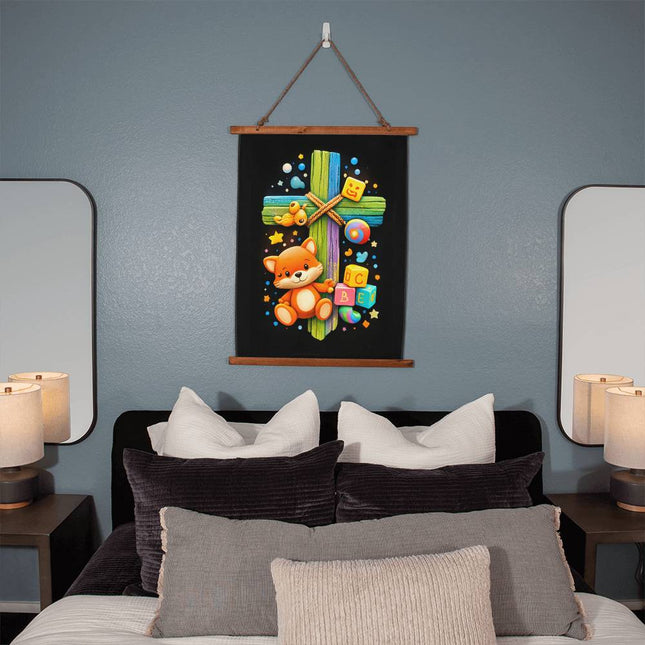 Kitten & ABC Blocks Wall Tapestry – Christian Gift for Kids