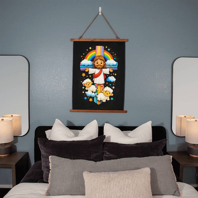 Jesus & Little Lambs Wall Tapestry – Christian Gift for Kids