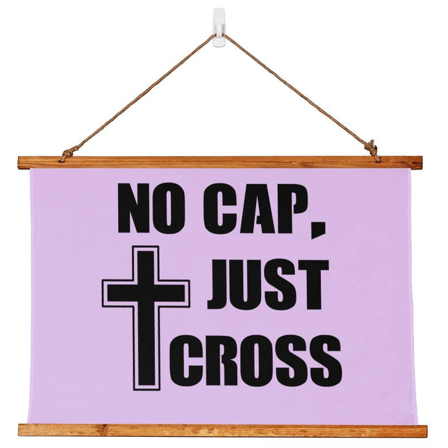 No Cap Just Cross Wood Framed Wall Tapestry | Lavender | 36x26 Horizontal