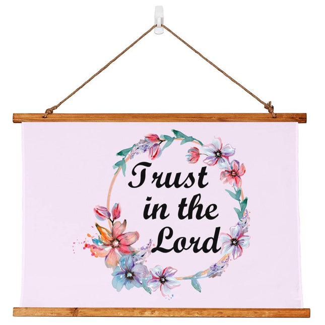 Trust in the Lord Wood Framed Wall Tapestry | Floral Wreath | 36x26 Horizontal