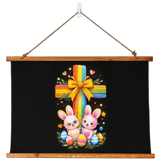 Easter Bunnies Wood-Framed Wall Tapestry – Christian Gift for Kids
