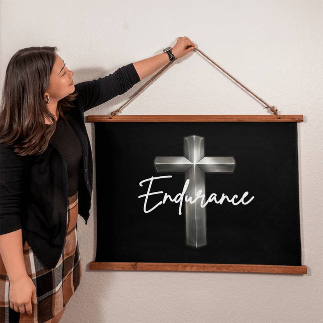 Endurance Cross Wood-Framed Wall Tapestry (Horizontal) – Christian Gift for Men