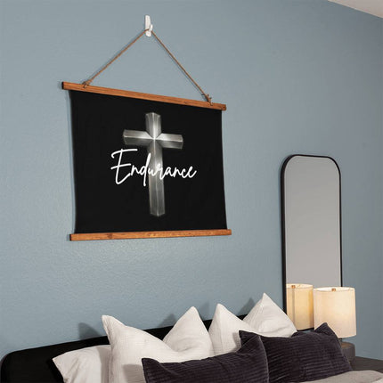 Endurance Cross Wood-Framed Wall Tapestry (Horizontal) – Christian Gift for Men