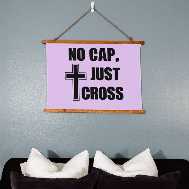No Cap Just Cross Wood Framed Wall Tapestry | Lavender | 36x26 Horizontal
