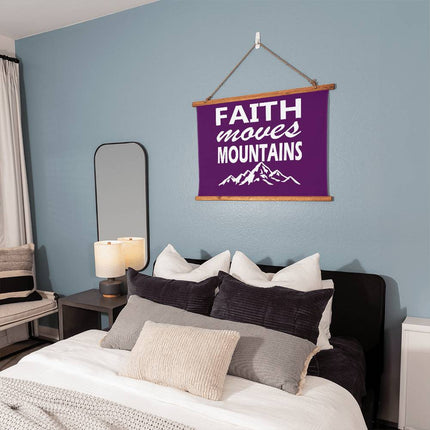 Faith Moves Mountains Wood Framed Wall Tapestry | Purple | 36x26 Horizontal