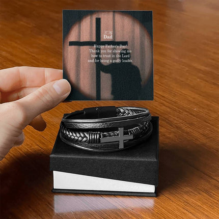 Cross Leather Bracelet – Christian Gift for Men