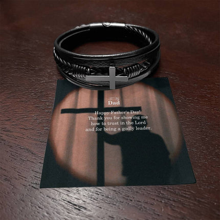 Cross Leather Bracelet – Christian Gift for Men