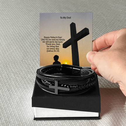 Cross Leather Bracelet – Christian Gift for Men