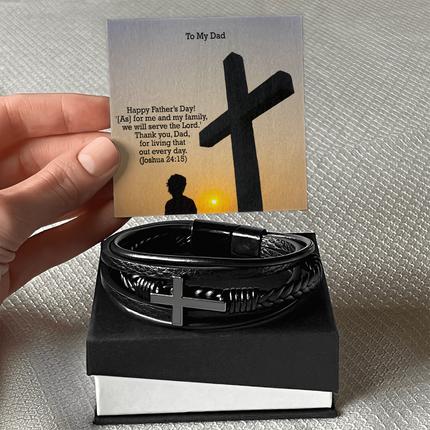 Cross Leather Bracelet – Christian Gift for Men