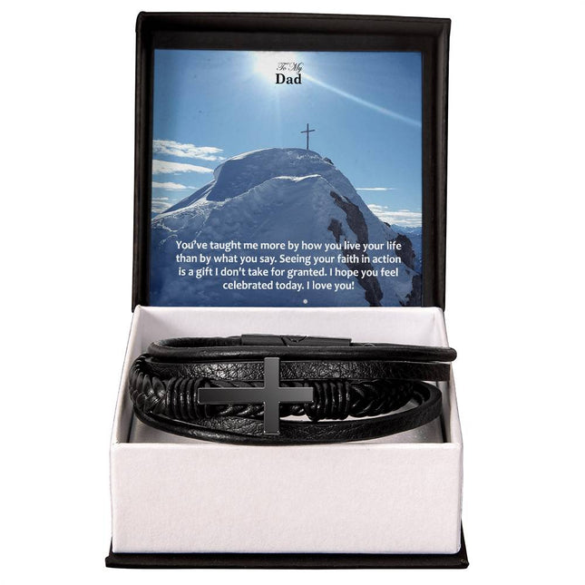 Cross Leather Bracelet – Christian Gift for Men