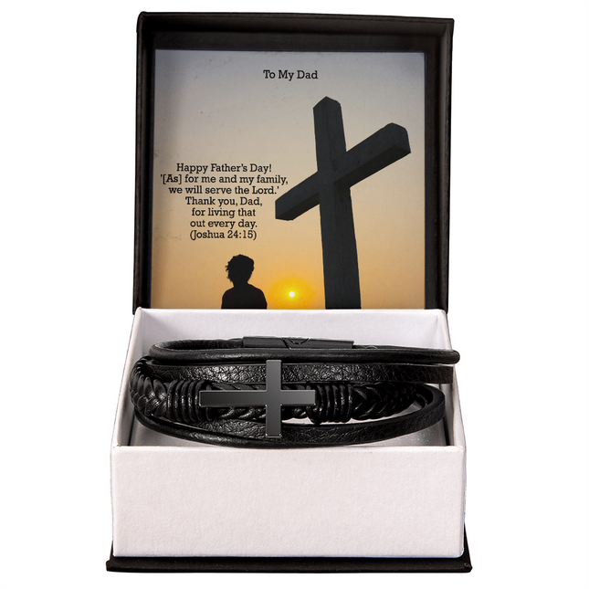 Cross Leather Bracelet – Christian Gift for Men