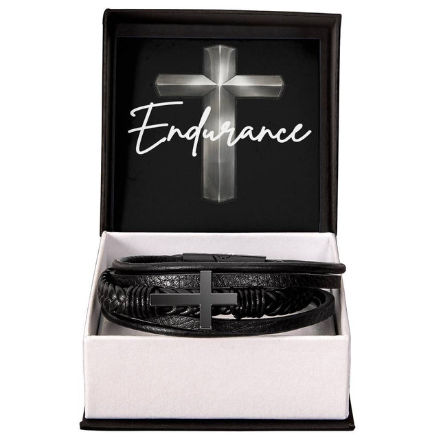 Endurance Leather Cross Bracelet – Christian Gift for Men
