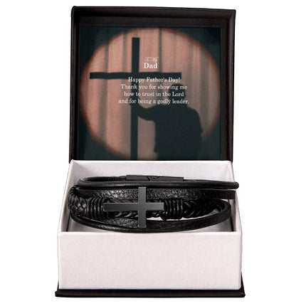 Cross Leather Bracelet – Christian Gift for Men