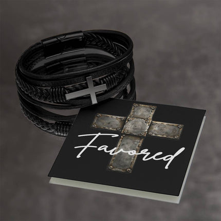 Favored Leather Cross Bracelet – Christian Gift for Men