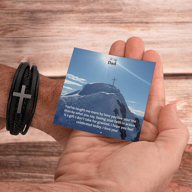 Cross Leather Bracelet – Christian Gift for Men