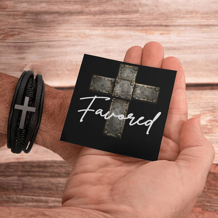 Favored Leather Cross Bracelet – Christian Gift for Men