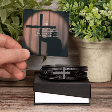 Cross Leather Bracelet – Christian Gift for Men