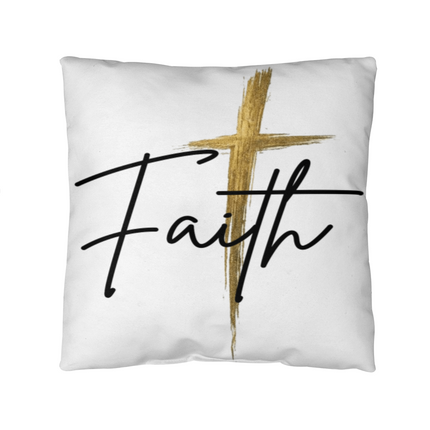 Faith Cross Gold Christian Throw Pillow | Classic Home Decor