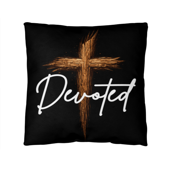Devoted Cross Throw Pillow – Christian Gift for Men