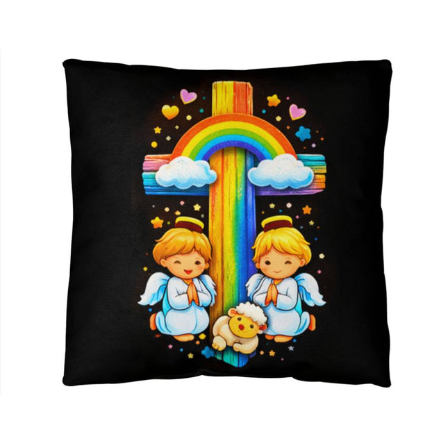 Angels & Lamb Throw Pillow – Christian Gift for Kids