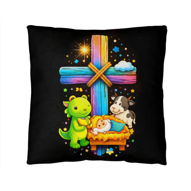 Nativity Manger Throw Pillow – Christian Gift for Kids