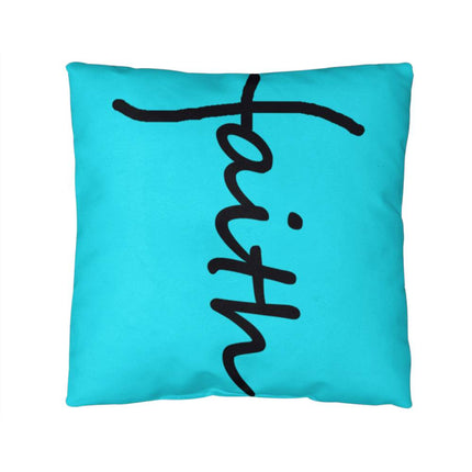 Faith Throw Pillow | Teal Christian Home Decor Accent Pillow (Black Script)