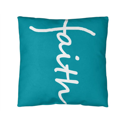 Faith Throw Pillow | Teal Christian Home Decor Accent Pillow