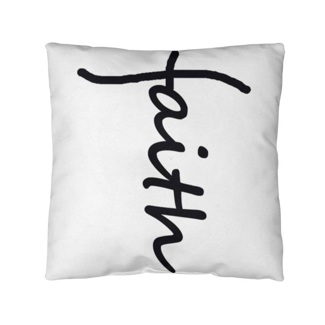 Faith Throw Pillow | White Christian Home Decor Accent Pillow