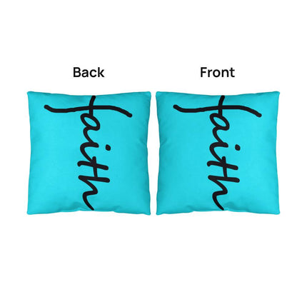 Faith Throw Pillow | Teal Christian Home Decor Accent Pillow (Black Script)