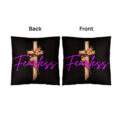 Fearless Rustic Cross | Christian Pillow | Gift for Her