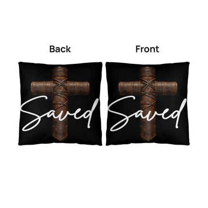 Saved Cross Throw Pillow – Christian Gift for Men