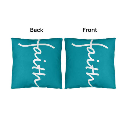 Faith Throw Pillow | Teal Christian Home Decor Accent Pillow