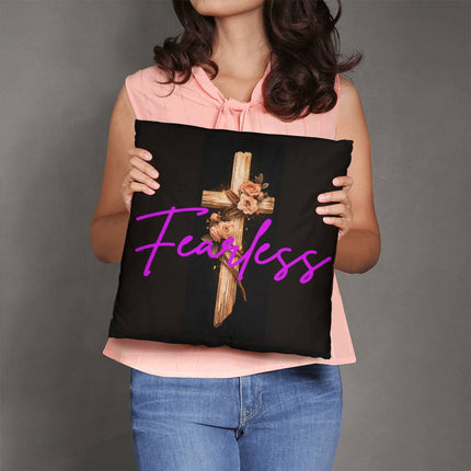 Fearless Rustic Cross | Christian Pillow | Gift for Her