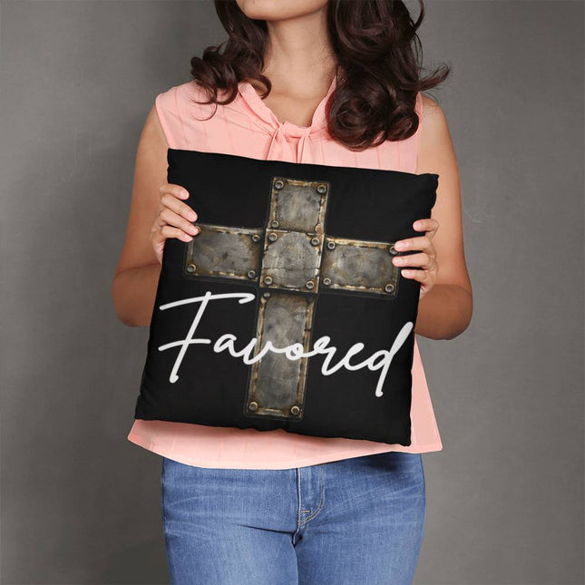 Favored Cross Throw Pillow – Christian Gift for Men