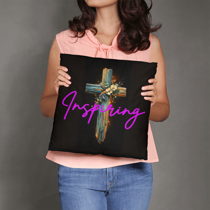 Inspiring Heart Cross Classic Pillow – Christian Gift for Women