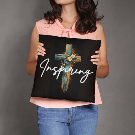 Inspiring Heart Cross Classic Pillow – Christian Gift for Women