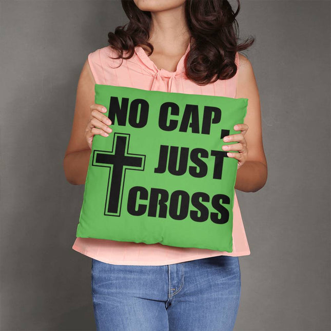 No Cap, Just Cross Classic Pillow – Christian Gift for Women