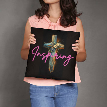 Inspiring Heart Cross Classic Pillow – Christian Gift for Women