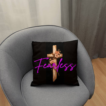 Fearless Rustic Cross | Christian Pillow | Gift for Her
