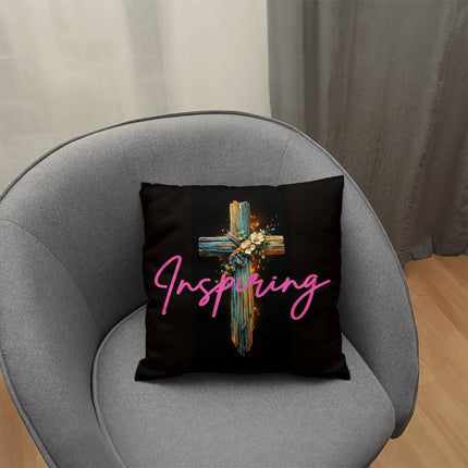 Inspiring Heart Cross Classic Pillow – Christian Gift for Women