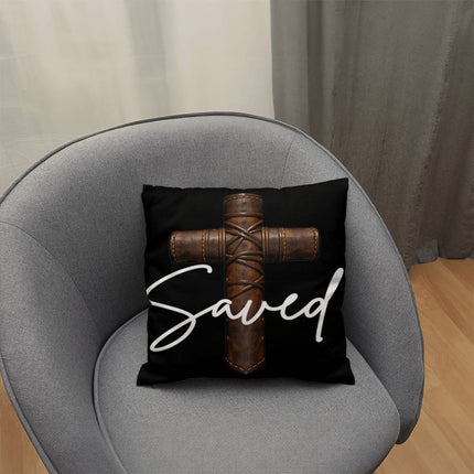 Saved Cross Throw Pillow – Christian Gift for Men