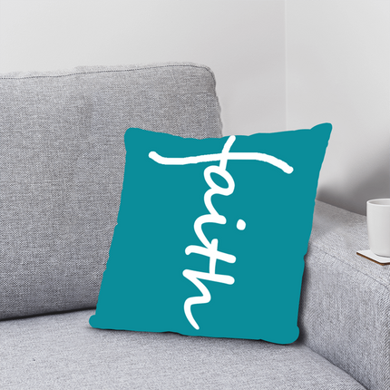 Faith Throw Pillow | Teal Christian Home Decor Accent Pillow