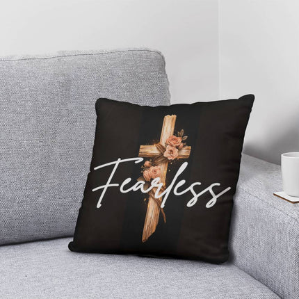 Fearless Teal Cross | Christian Pillow | Gift for Her
