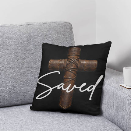 Saved Cross Throw Pillow – Christian Gift for Men