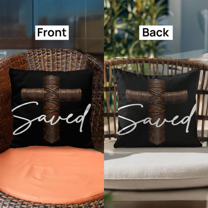 Saved Cross Throw Pillow – Christian Gift for Men