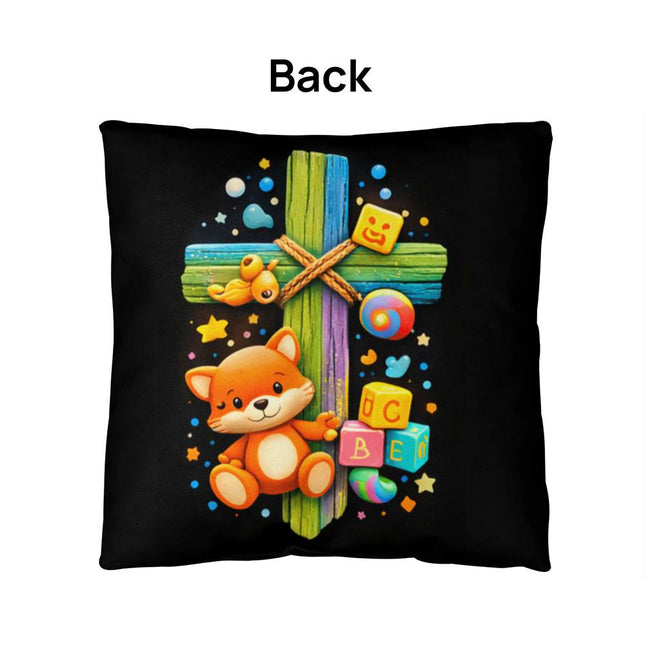 Kitten & ABC Blocks Throw Pillow – Christian Gift for Kids